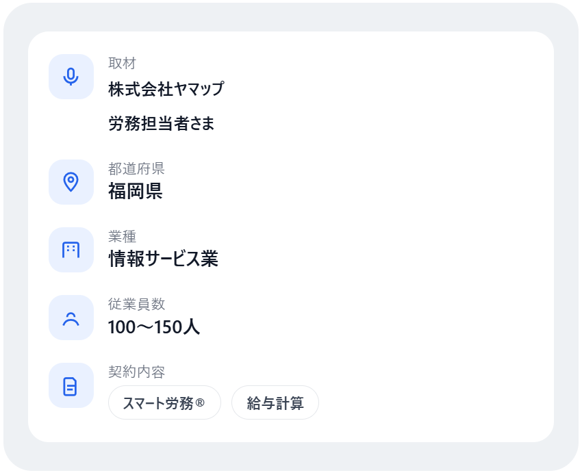 取材・都道府県・業種・従業員数・契約内容